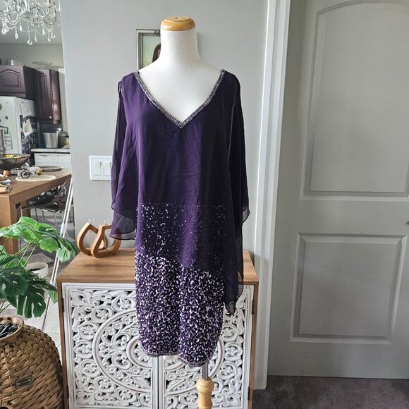 NWT J Kara Women's Caplet Short Cocktail Beaded Dress, sz 14 - Picture 4 of 8